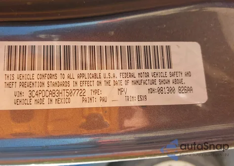 2017 Dodge Journey Se z USA, uszkodzony, nr VIN 3C4PDCAB3HT507722